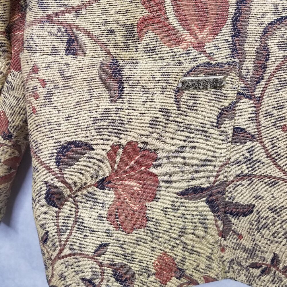 Lambrini Blazer Jacket Women XL Tweed Tapestry Gold Floral Heart Coat Button Vtg - Picture 6 of 16